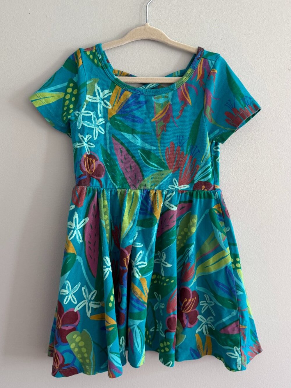 Tea Collection Tropical Floral Burst Short Sleeve Ballet Dress 4